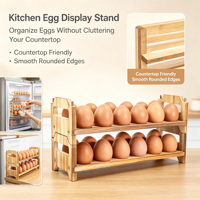 Estante de madera para huevos, organizador de huevos independiente para encimera, organizador de almacenamiento de huevos con múltiples ranuras para decoración de la encimera de la cocina del hogar