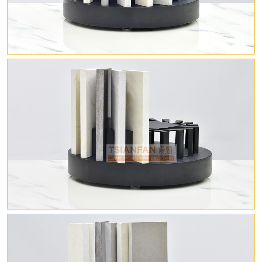 Factory Rotary Metal Black Countertop Tile Granite Sample Stone Desk Stand Shelves Ceramic Plates Quartz Display Rack
