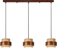 Lampe suspendue en pierre jaune pour îlot de cuisine, restaurant, style médiéval, en travertin et bois, lampe de plafond suspendue naturelle Wabi Sabi, 3 lumières
