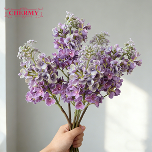 Di alta qualità 2 forchette vero tocco <span class=keywords><strong>fiori</strong></span> di ortensie <span class=keywords><strong>lilla</strong></span> matrimonio artificiale colore graduale <span class=keywords><strong>viola</strong></span> blu bianco - Product Image 3