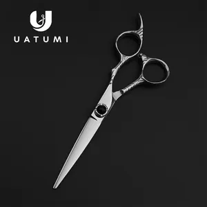 UATUMI, tijeras profesionales para cortar el pelo, venta al por mayor, 6,0 pulgadas, importó 9CR13 Japón, mango de grano de madera 3D de acero