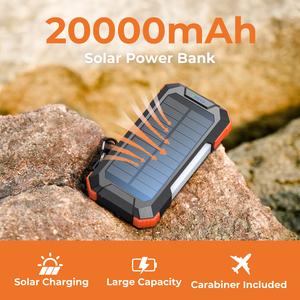Batterie Externe Solaire 20 000 mAh avec Câble Rétractable, Chargeur Sans Fil et Lampe <span class=keywords><strong>de</strong></span> Camping – Nouveauté Tendance 2026 pour Urgences en Extérieur - Product Image 2