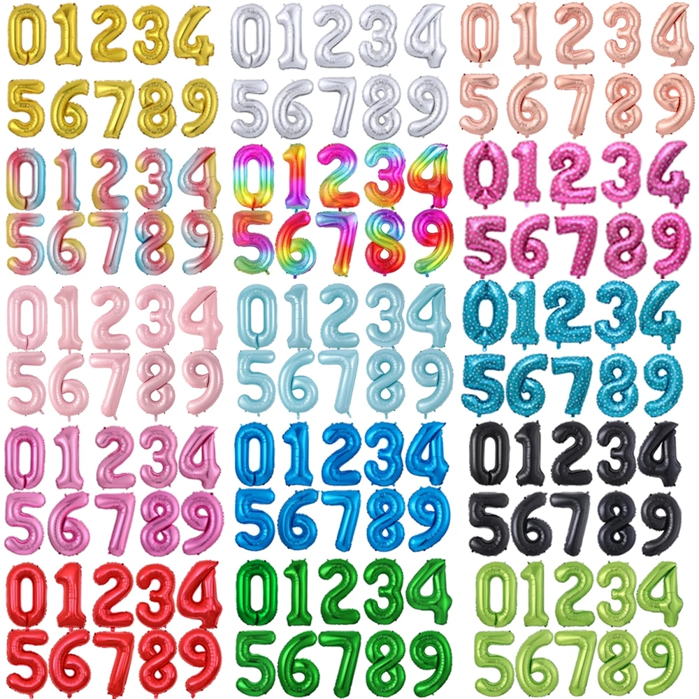 Foil Globos Foil Letters Large Number Balloons 0123456789 Number Helium Balloons for Birthday Party Supplies Decorations