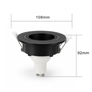 ไฟสปอร์ตไลท์ LED GU10 MR16 แบบฝัง โครงสีดำทรงกลม พร้อมคลิปสองตัว ฝาครอบไฟสำหรับใช้ภายในอาคาร ผิวขัดเงา - Product Image 6