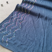 Nouvelle Écharpe Longue Femme Printemps en Coton Modal Mercerisé Ondulé avec Strass Thermocollés, Couleur Unie Douce et Élastique, Vente Chaude Direct Usine