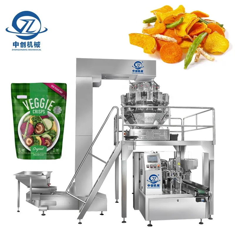 Puffed Rice Packing Weighing Package Cookies Dried Veggie Chips Filling Bags Zipper Doypack Packaging Machine