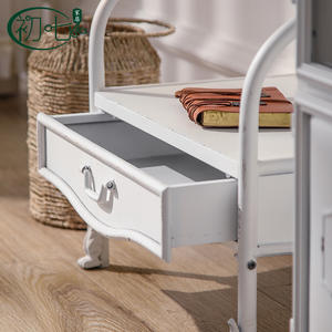 French Style Arched Full Length Mirror <b>Metal</b> <b>Framed</b> Shabby Chic Design Home Use Floor Mirror With Drawer - Product Image 3