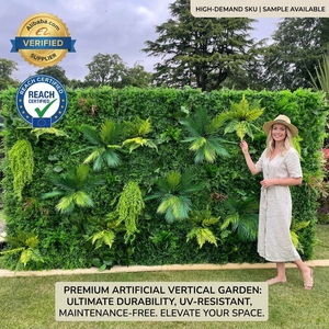 Panneau mural végétal vert, gazon <span class=keywords><strong>artificiel</strong></span>, décoration de jardin, plantes artificielles en plastique, mur végétal extérieur, feuillage - Product Image 1