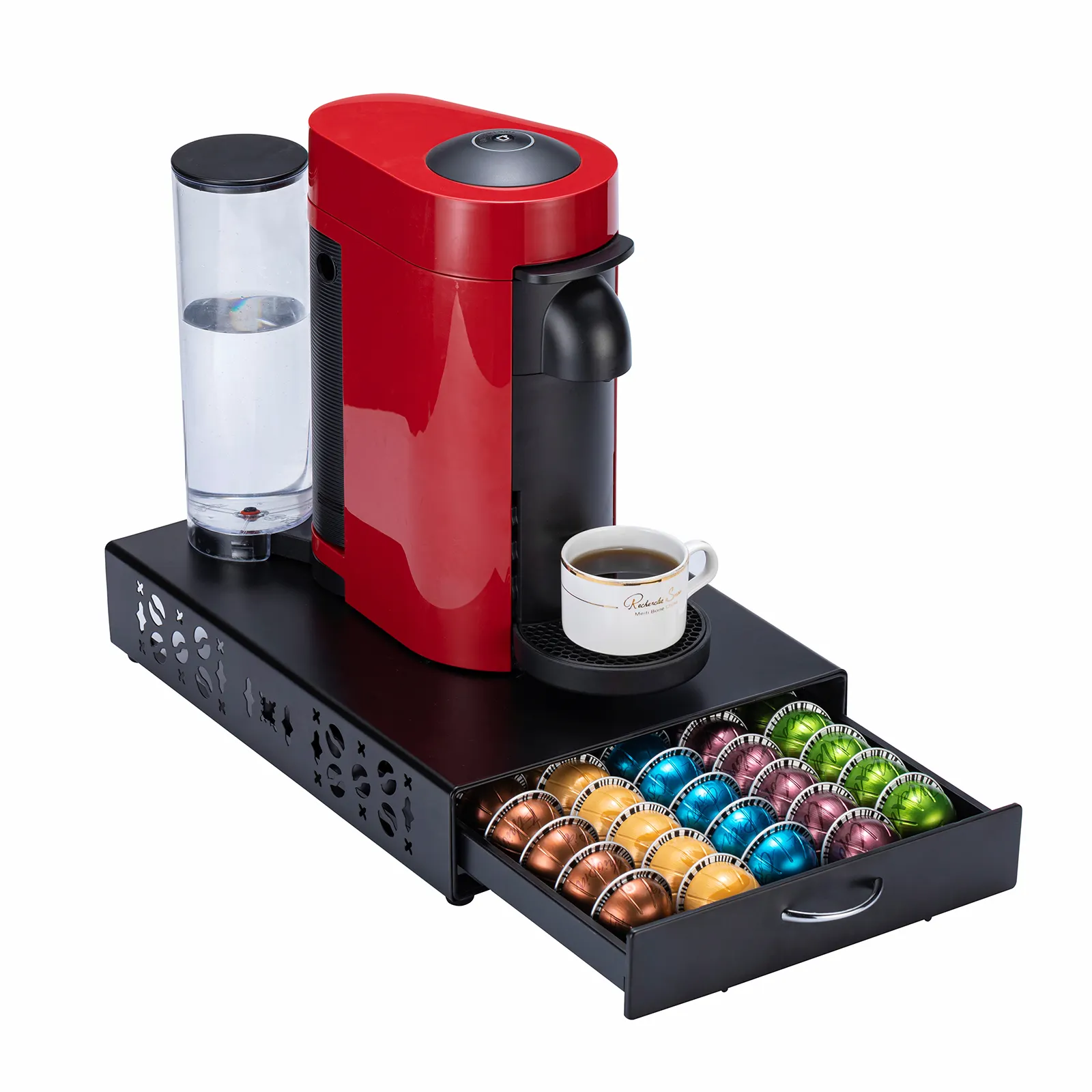 50 Piece Nespresso vertuo Cà phê Pod chủ bề mặt sắt viên nang lưu trữ ngăn kéo làm bằng kim loại cho nhà bếp cà phê viên nang chủ