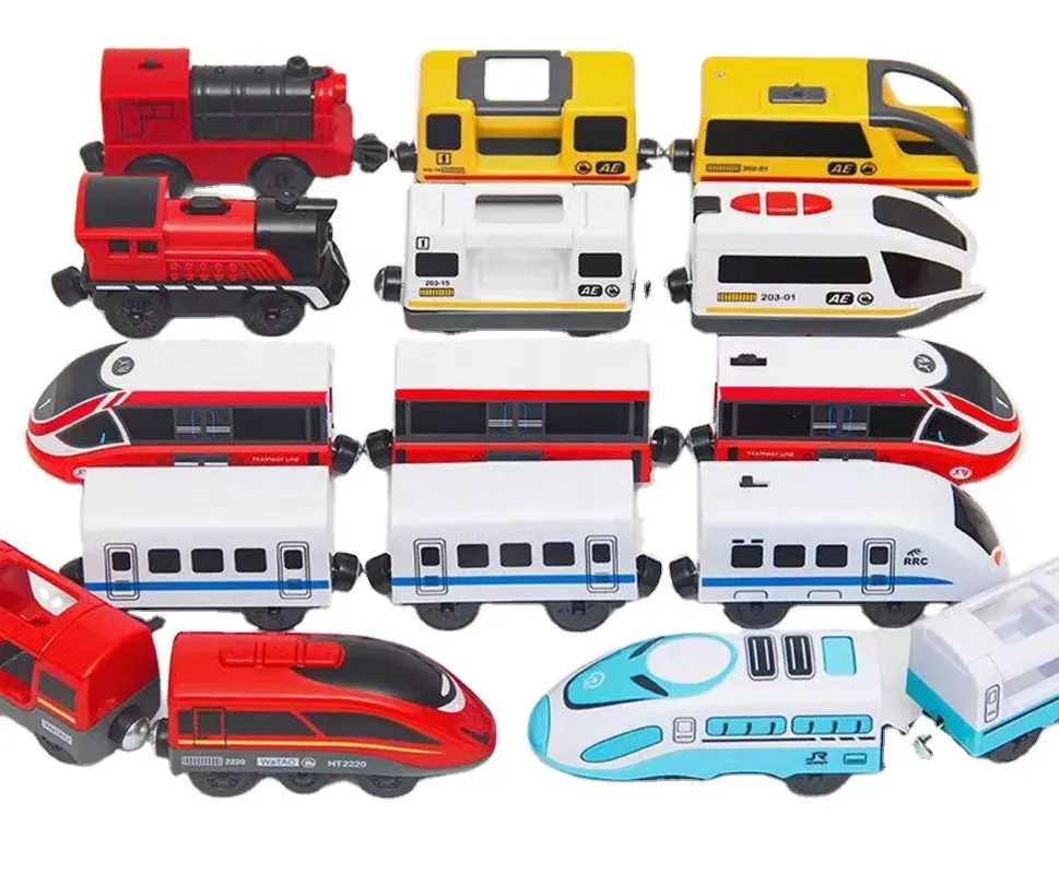 Juego de Tren Eléctrico para niños, tren alimentado por batería, juguetes, 2 coches, juego de tren de juguete clásico, cumpleaños, 3 + años, niños y niñas