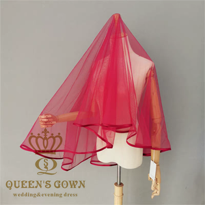 QUEENS GOWN Derniers accessoires de robe de mariée Élégance simple Voiles de mariée courts en tissu de maille - Product Image 5