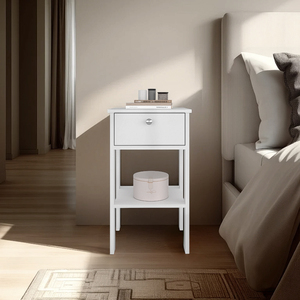 Scooba Stand Wood Nightstand 1 <b>Drawer</b> Open Shelf Bedroom Storage - Product Image 1