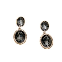 Boucles d'oreilles en cristal ovales, un accessoire en laiton tendance et de niche au style léger et luxueux