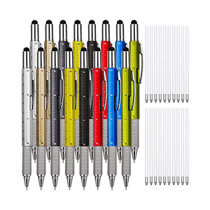Stylo multifonction 6 en 1 en métal avec logo personnalisé, tournevis, niveau à bulle, stylet pour écran - Product Image 1