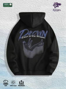Sudadera con Capucha Gráfica <span class=keywords><strong>Antihero</strong></span> Drown Deep in Thoughts - 100% Algodón, Almacén de EE. UU., 7 Colores - Product Image 2