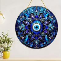 Atrapasueños Redondo Metálico 2D con Diseño de Ojo Turco, 8x8 Pulgadas, Arte de Pared para Jardín y Hogar, Fujian, China