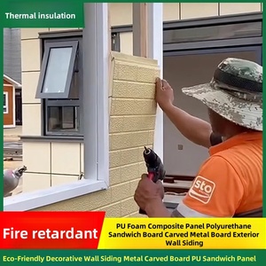 Tablero de lana de roca de pizarra tallada de metal al por mayor paneles de pared de aislamiento térmico respetuosos con el medio ambiente espuma PU núcleo techo casa - Product Image 4