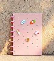 Perforateur en forme de champignon, peut être décoré avec des accessoires mignons, couverture DIY, format A5, carnet à feuilles mobiles détachable.