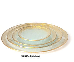 Atacado vidro ouro aro casamento carregador placas para decoração home vidro carregador placas - Product Image 2