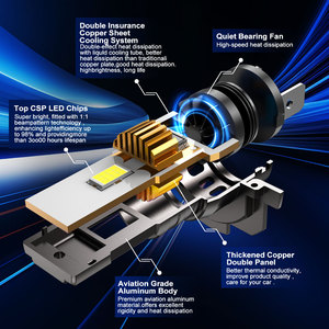 2 Pezzi Lampadine LED H7 Turbo per Fari <span class=keywords><strong>Auto</strong></span>, Luci CANBUS, Mini Lampada H7 LED con 24 Chip CSP 3570, Wireless con Ventola, 12V 6000K - Product Image 5
