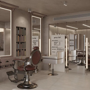 One Stop Barber Shop Furniture Set Custom Hair Styling Station and Wall <b>Mirror</b> for Beauty Salon Renovation Service - Product Image 1