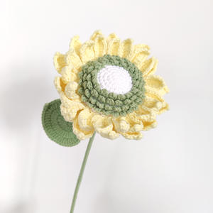 Grande fleur de <span class=keywords><strong>tournesol</strong></span> en coton tricotée à la main, en fil, de petite taille, fleur artificielle à l'aiguille, aspect fourrure - Product Image 4