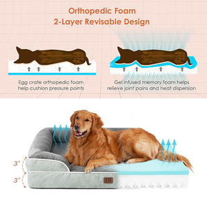 Fabricante personalizado rectángulo apilable ortopédico perro grande Mat cama con extraíble corto cubierta de felpa para perro mascota - Product Image 6