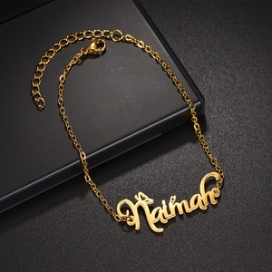 Wholesale <b>Custom</b> Stainless Steel 18K Gold Plated <b>Name</b> <b>Necklace</b> Bracelet Earring 3IN1 Hoop Set Personalized Birthday Gift - Product Image 4
