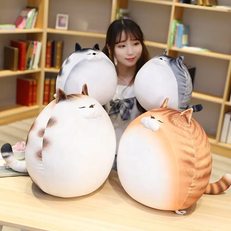 DL1 Großhandel superweich fett groß Simulation Katze Tier gefülltes Plüschtied Japan Korea angesagt neu rundes Ei Plushies Peluszug Kissen