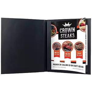 Cubierta de Menú de Cuero Personalizada con Tornillos Internos, Porta Menús Abatible, Libro de Menús Negro para Restaurante - Product Image 1