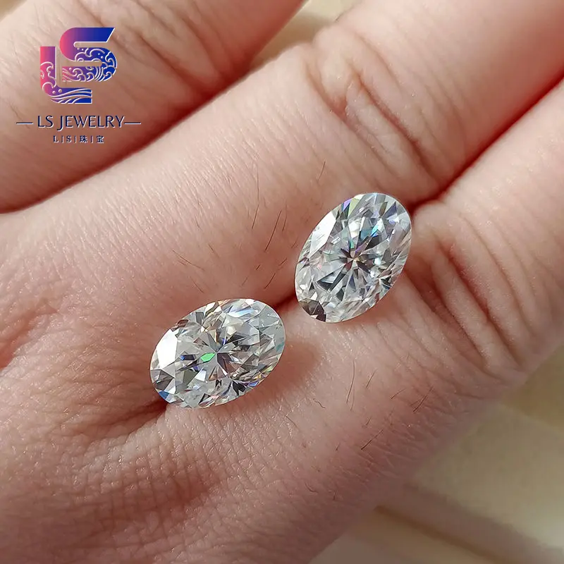 Oval Cut Lab Created Gemstones White Color Loose Moissanite Diamond