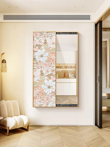 Modern Retro Flower Decorative Painting Sliding <b>Mirror</b> Full Length <b>Wall</b> Sticker Home <b>Mirror</b> - Product Image 4
