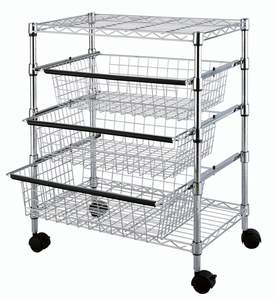 5-Layer Heavy Duty Stainless Steel <b>Pull</b>-Out Storage <b>Cart</b> Adjustable Wire Shelving for Efficient Kitchen Organization - Product Image 1
