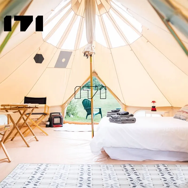 Vida ao ar livre inovadora 320 sq ft sino tenda tenda tenda quarto sino barracas 325g algodão lona pu revestimento
