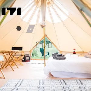 혁신적인 야외 생활 320 평방 피트 벨 텐트 벨 텐트 룸 벨 텐트 325g 면 캔버스 pu 코팅