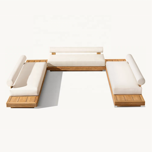 Sassanid al aire libre de teca Indonesia hecho <span class=keywords><strong>a</strong></span> mano Patio Muebles de Jardín <span class=keywords><strong>Bondi</strong></span> teca sólida Modular seccional en U con mesas laterales - Product Image 1