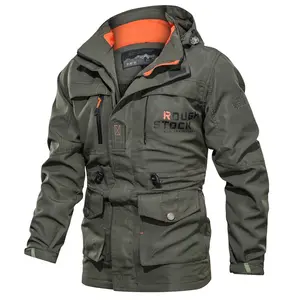 Spring New American Thin Coat Men Loose Windproof Sports Cargo Jacket Casual Hooded Hardshell Jacket