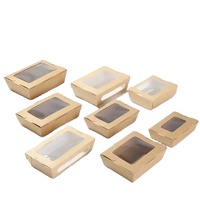 Fabrieksgemaakte wegwerp voedselverpakking van kraftpapier met transparant venster, biologisch afbreekbaar, voor salade, fruit en lunch, met aangepaste logo's.
