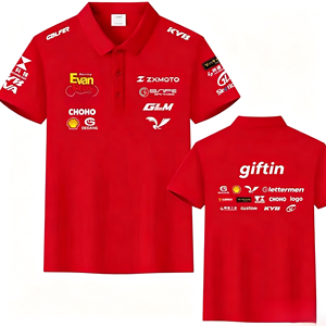 Polo de course vintage pour le sport automobile, graphisme sponsor personnalisé par sublimation, haut léger et respirant pour la course professionnelle - Product Image 1