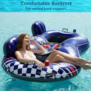<b>Inflatable</b> River Tube <b>Float</b> Double Seat With Cooler Cup Holders PVC <b>Pool</b> Lounge <b>Float</b> For Adults Outdoor Water Fun - Product Image 3