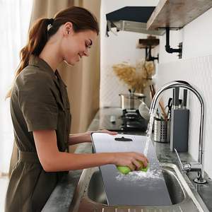 เขียงอเนกประสงค์แบบหนาสำหรับอาหาร เนื้อ ชีส เขียงไทเทเนียม เขียงสแตนเลส 304 สำหรับครัว - Product Image 6