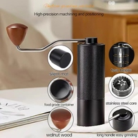 Corps en alliage d'aluminium Fraise en acier inoxydable 420 Homeuse Espresso Mini petit moulin à main Moulin à café manuel portable avec manche en bois