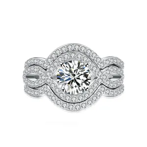 925戒指纯银珠宝戒指套装结婚戒指也适合订婚定制宝石