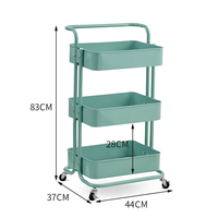 Chariot utilitaire mobile en métal robuste, personnalisable, coloré, multifonctionnel, à 3 niveaux, pour le rangement des collations dans la cuisine, avec 4 roues