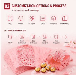 Boîte à dragées en carton découpé motif floral délicat avec base robuste pour bonbons, chocolats, petits cadeaux, boîtes cadeaux florales - Product Image 6