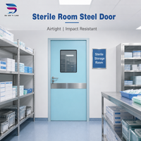Porte battante médicale pour blocs opératoires, cliniques et salles blanches, porte d'hôpital avec surface HPL et plaque de protection en acier inoxydable