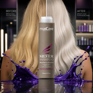 Shampoo <span class=keywords><strong>violet</strong></span> anti-jaunissement de qualité supérieure pour cheveux blonds et gris, à usage professionnel en salon, par Maxcare Wholesale. - Product Image 1
