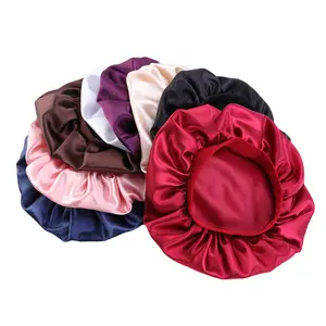 custom adult and baby silk hair bonnet satin silk bonnet with custom logo Designer Head Bonnet For Kids Women Wide Band
