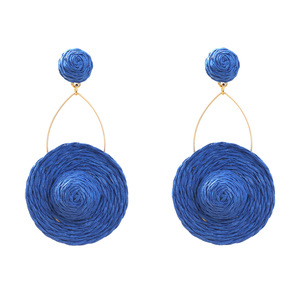 Pendientes de sombrero de paja redondo de rafia tejida a mano 2025, diseño de sombrero de rafia tejido exagerado, joyería tejida exagerada de moda para mujer - Product Image 6