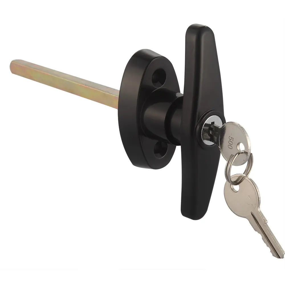 Serrure de porte de voiture noire Meigu boutons de poignée de porte de garage remorque voiture camping-car serrure à poignée en T